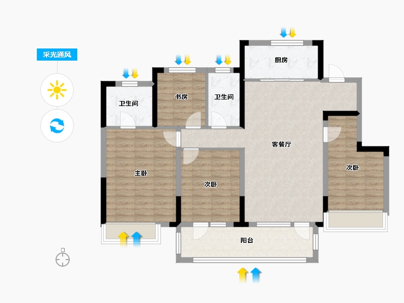 山东省-青岛市-平-104.00-户型库-采光通风