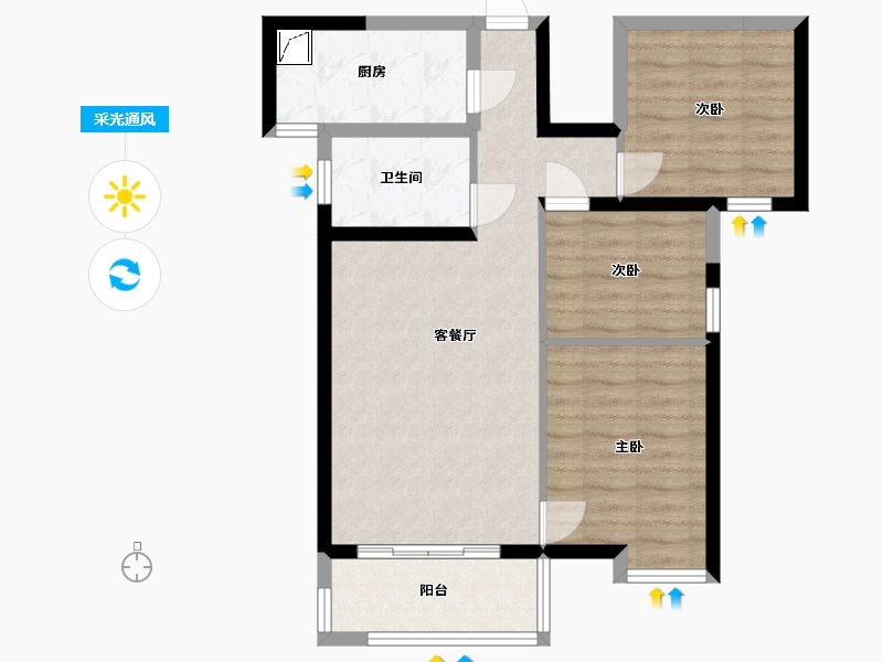 陕西省-西安市-海伦湾-73.00-户型库-采光通风