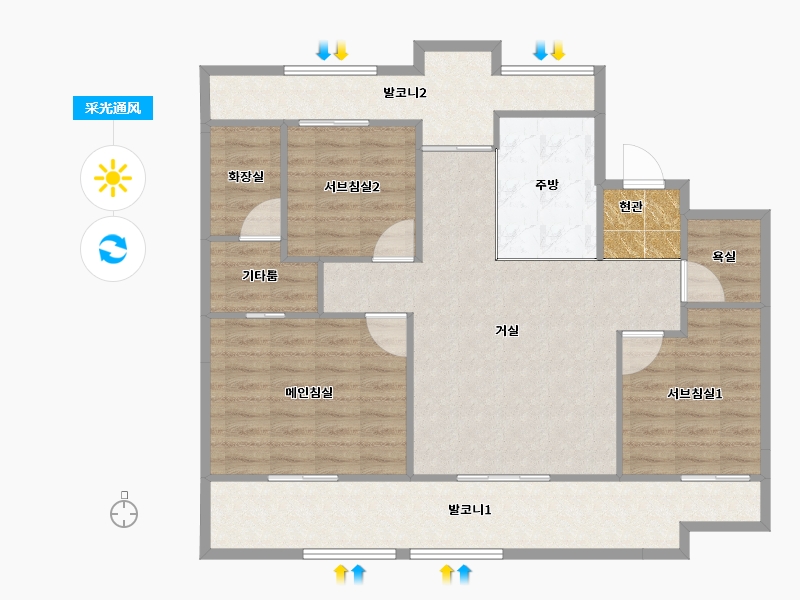 서울특별시-강남구-롯데캐슬프레미어-106.12-户型库-采光通风