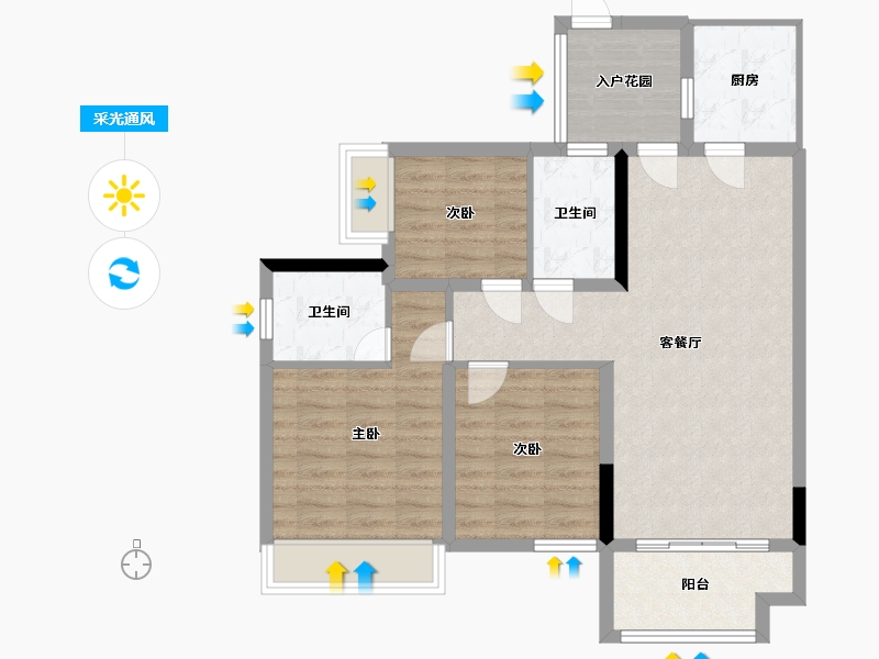 四川省-广元市-玫瑰华庭-107.00-户型库-采光通风