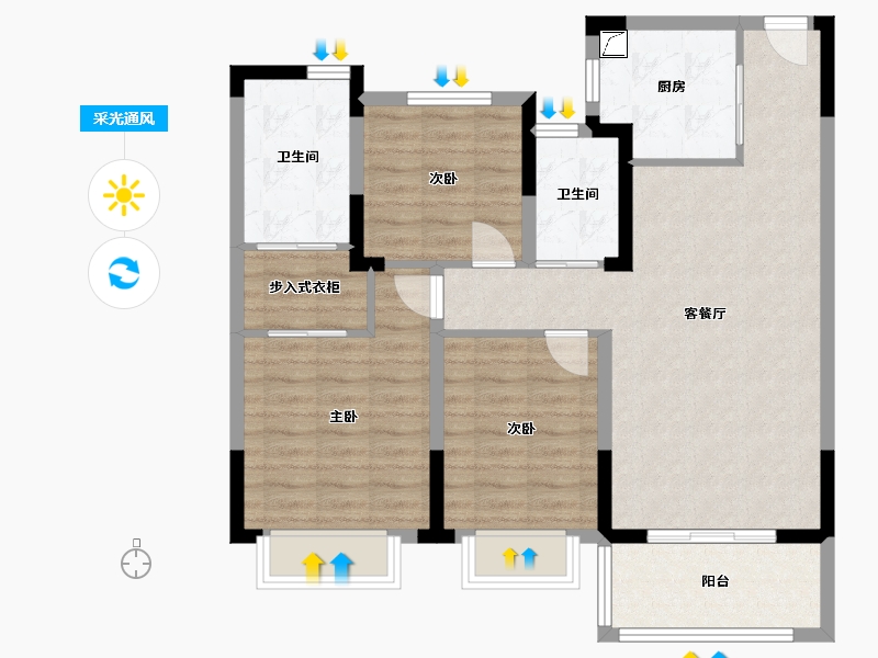 安徽省-安庆市-中梁滨江壹号-89.00-户型库-采光通风