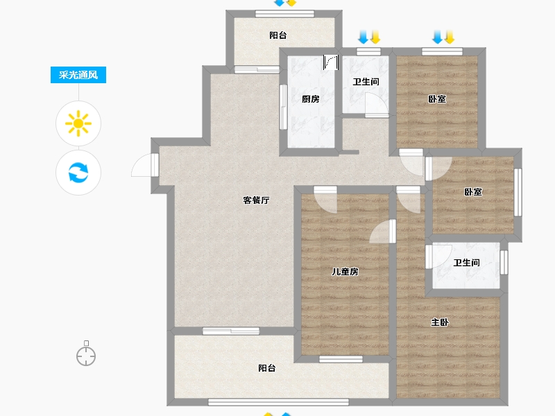 安徽省-滁州市-经纬壹品-120.00-户型库-采光通风