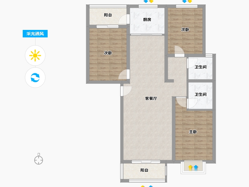 河北省-邢台市-福美六号院-133.00-户型库-采光通风