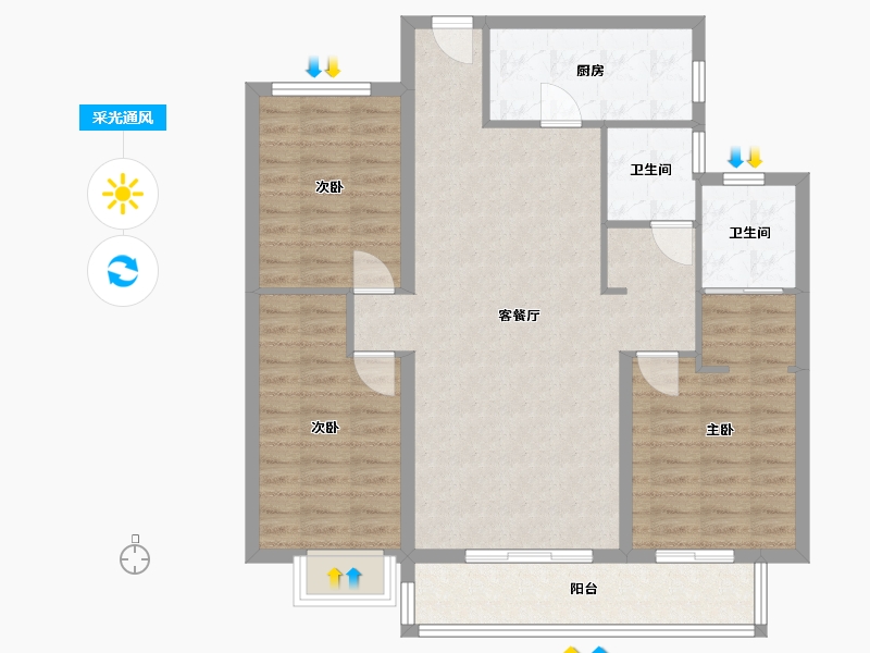 贵州省-铜仁市-桂花广场-108.00-户型库-采光通风