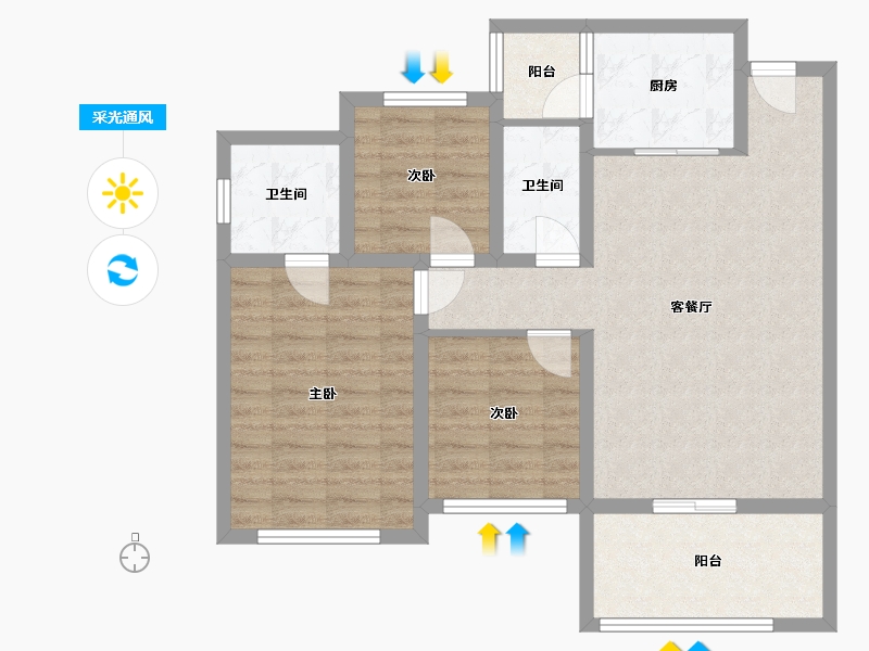 四川省-南充市-江山美墅-82.00-户型库-采光通风