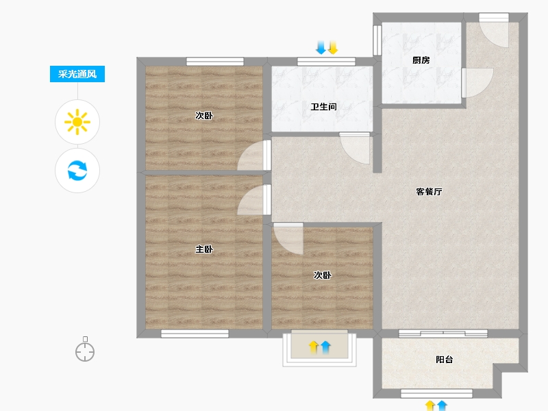 江苏省-盐城市-凤凰城-90.00-户型库-采光通风