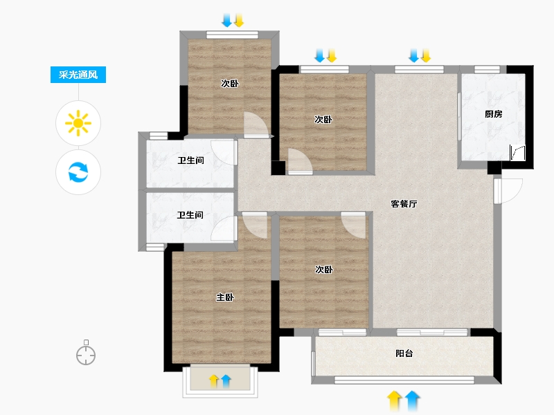 福建省-福州市-公园左岸-99.92-户型库-采光通风