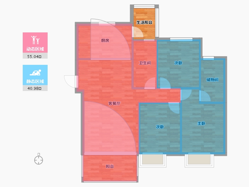 湖南省-长沙市-伊景园滨河苑-92.42-户型库-动静分区