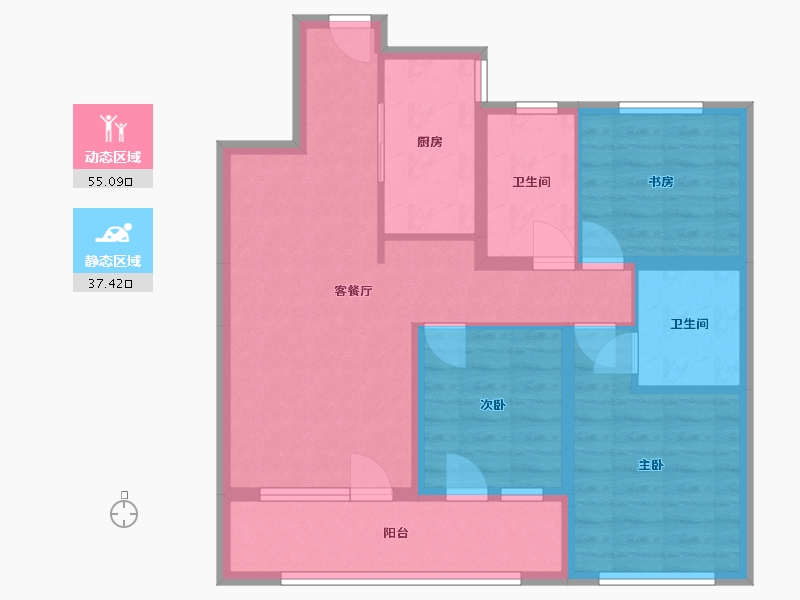 山东省-青岛市-青岛海洋活力区|融创中心·融耀-86.83-户型库-动静分区