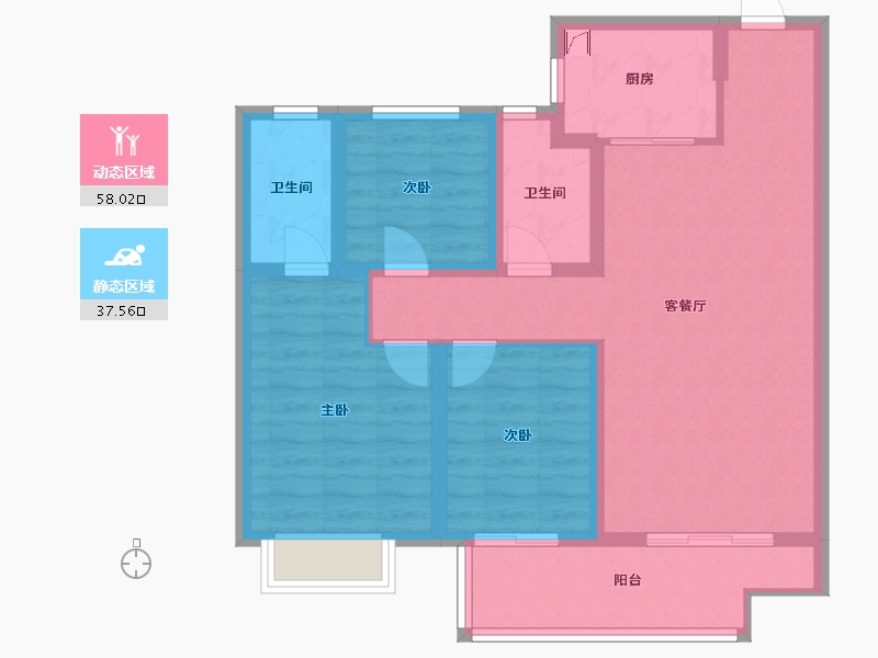 浙江省-金华市-南江悦-90.00-户型库-动静分区