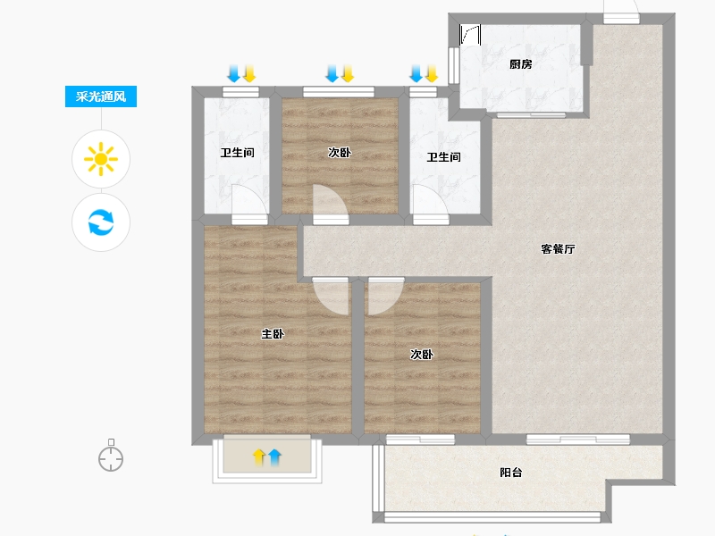 浙江省-金华市-南江悦-90.00-户型库-采光通风