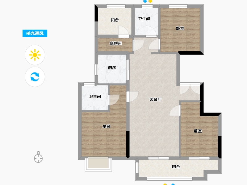 湖南省-长沙市-金辉优步星樾-95.02-户型库-采光通风