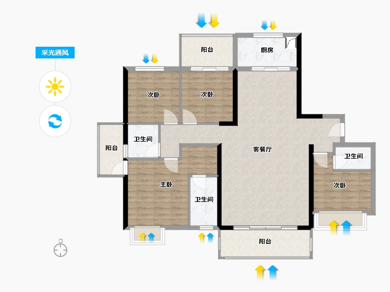 福建省-泉州市-鸿泰雅苑-122.00-户型库-采光通风