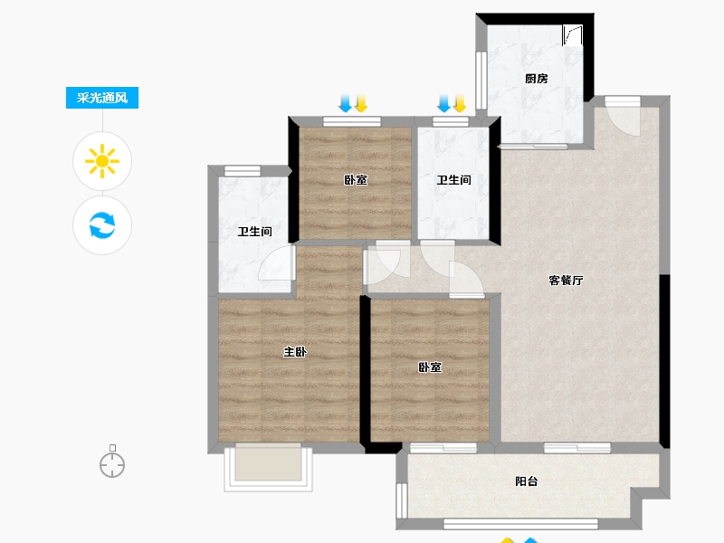 四川省-成都市-海伦堡麓园-89.00-户型库-采光通风