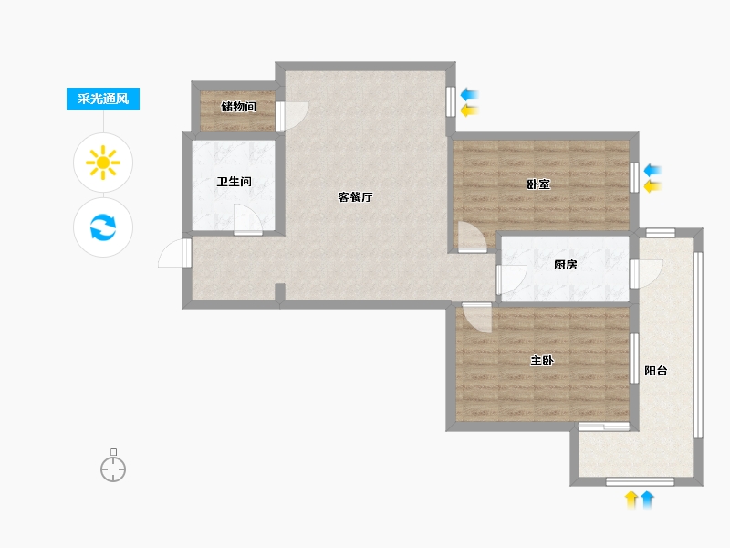 北京-北京市-望陶园-85.00-户型库-采光通风