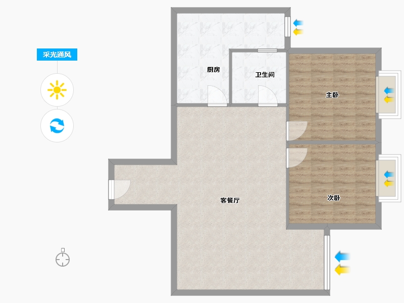 河北省-廊坊市-华冠小区-92.00-户型库-采光通风