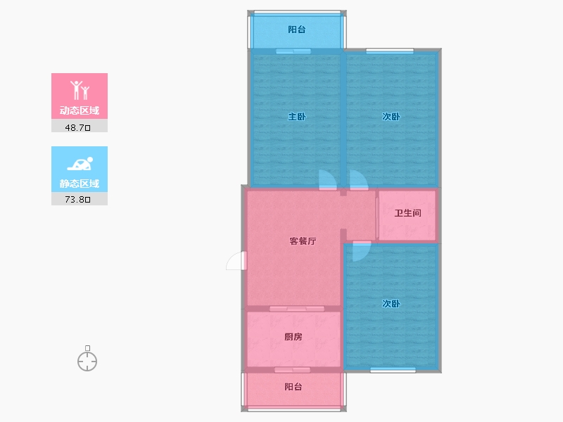 辽宁省-沈阳市-府北小区-110.00-户型库-动静分区