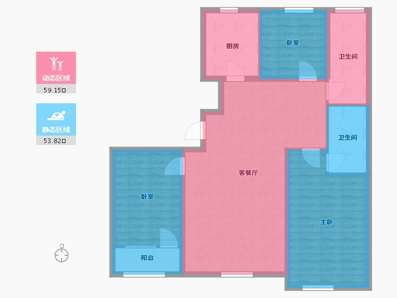 辽宁省-营口市-帝景豪园-102.00-户型库-动静分区