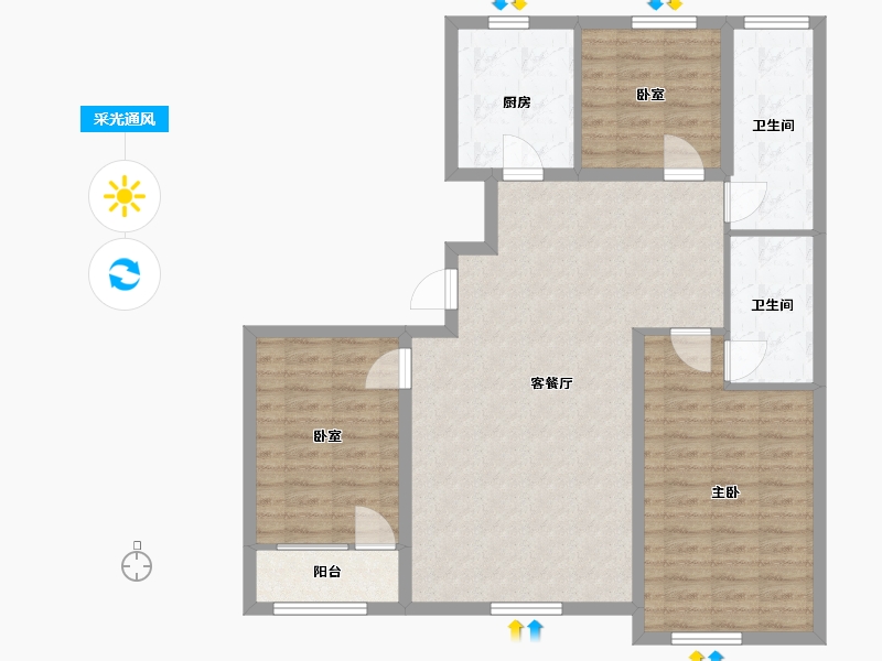 辽宁省-营口市-帝景豪园-102.00-户型库-采光通风