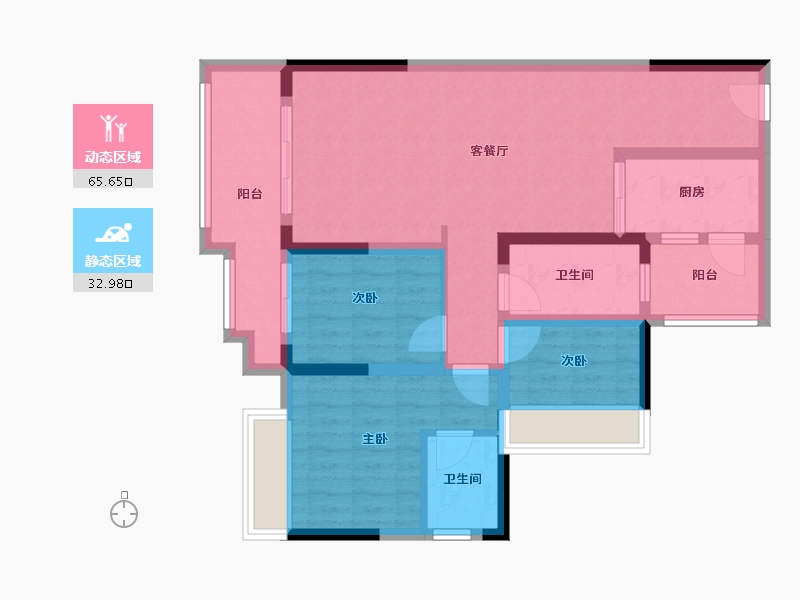 重庆-重庆市-金瓯滨江国际-87.05-户型库-动静分区