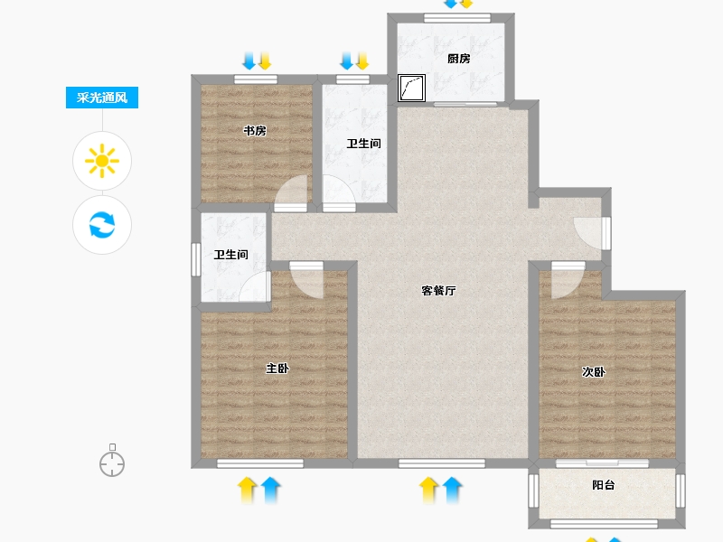 山东省-济南市-黄金谷安置区1期-110.00-户型库-采光通风