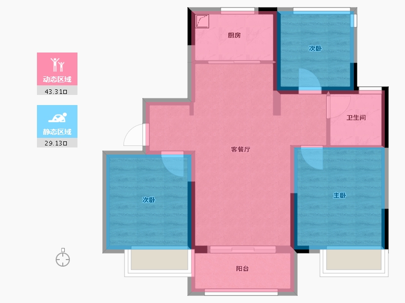 山东省-济南市-龙湖天曜-73.98-户型库-动静分区