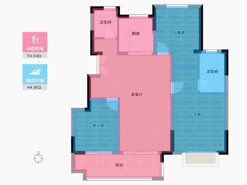 安徽省-合肥市-锦绣花城-86.00-户型库-动静分区