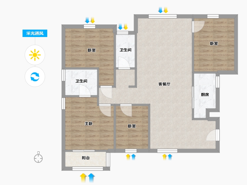 福建省-漳州市-学府1号-90.00-户型库-采光通风