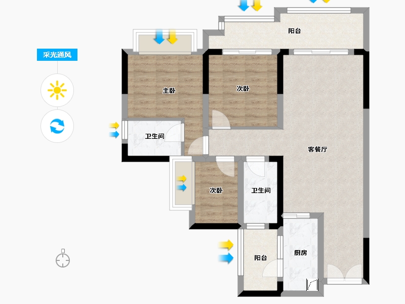 重庆-重庆市-金瓯滨江国际-87.05-户型库-采光通风