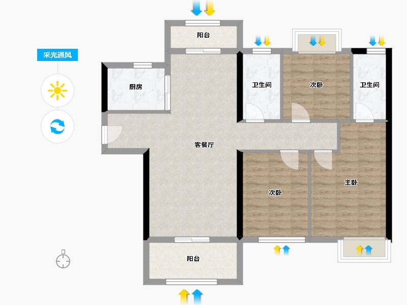 湖北省-荆门市-创鸿东方美地-116.70-户型库-采光通风