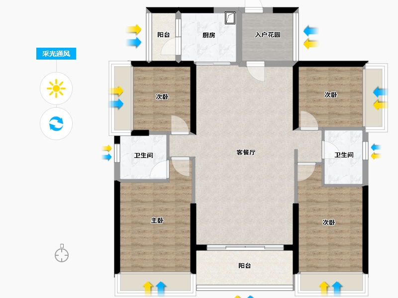 广东省-江门市-御锦世家花园-1055.55-户型库-采光通风