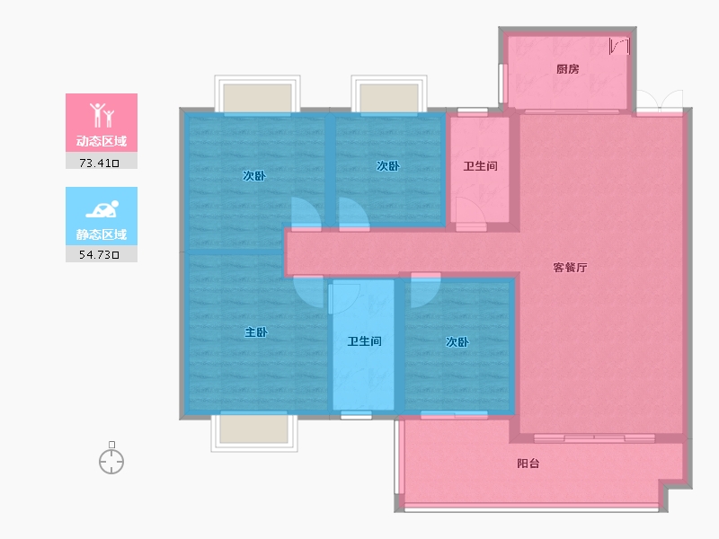 贵州省-黔东南苗族侗族自治州-滨江花园-130.00-户型库-动静分区