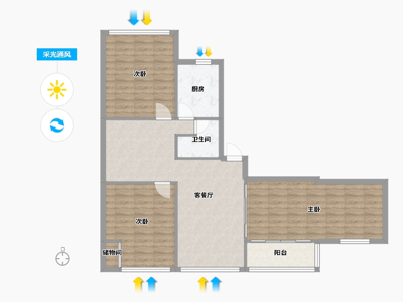 广东省-广州市-素社小区-86.00-户型库-采光通风