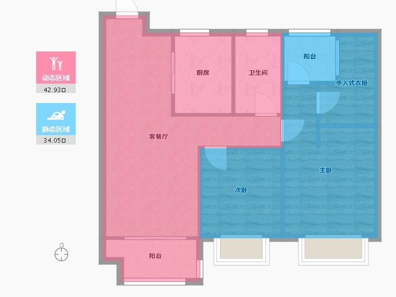 江苏省-苏州市-望湖四季-69.05-户型库-动静分区