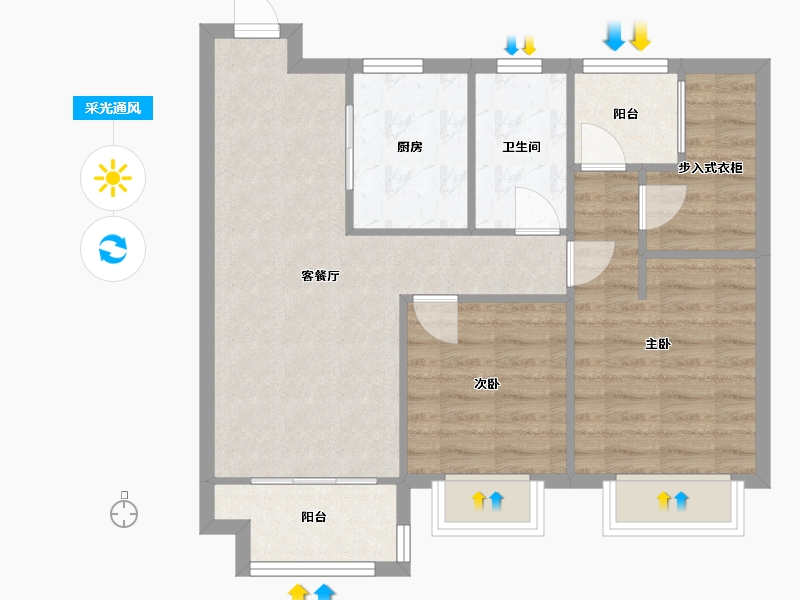 江苏省-苏州市-望湖四季-69.05-户型库-采光通风