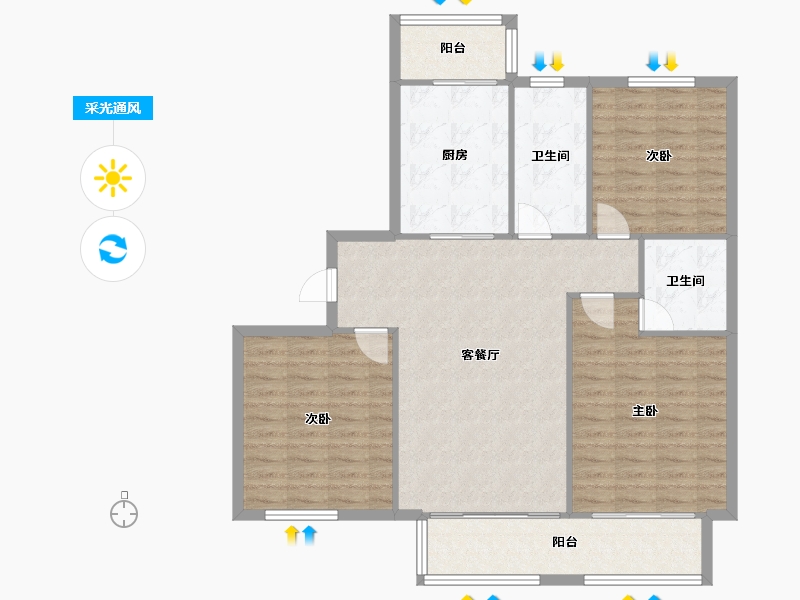 江苏省-南通市-小海花园-110.00-户型库-采光通风