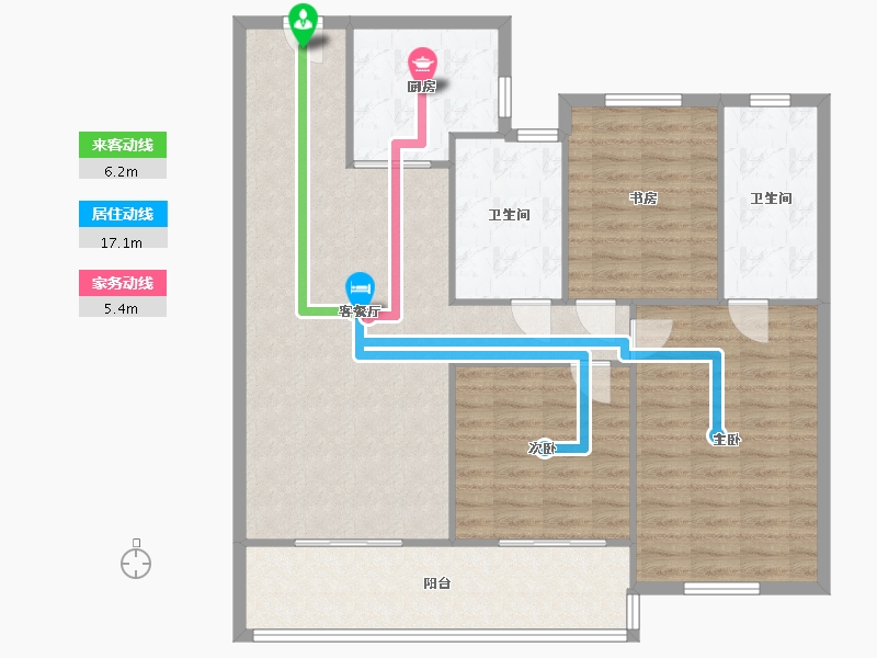 江苏省-苏州市-绿都云起平江雅园-84.46-户型库-动静线