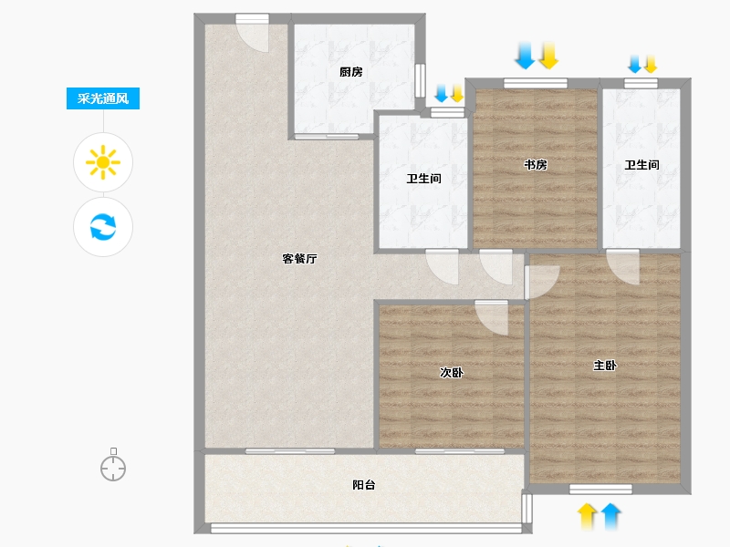 江苏省-苏州市-绿都云起平江雅园-84.46-户型库-采光通风