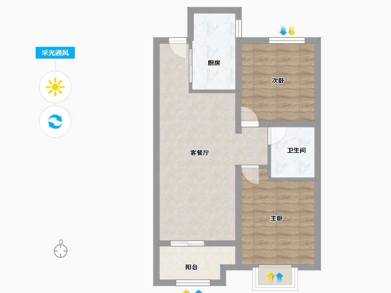 山西省-太原市-外滩公馆-60.00-户型库-采光通风