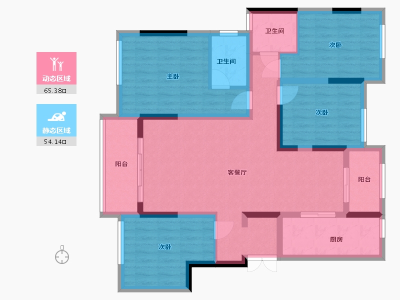 重庆-重庆市-泰吉同诚悦府-105.00-户型库-动静分区