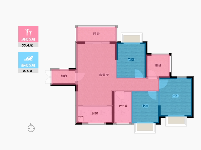 广西壮族自治区-梧州市-旺城首玺-76.00-户型库-动静分区