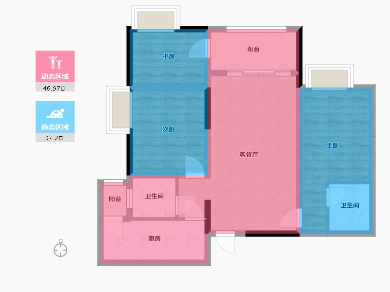 四川省-绵阳市-水晶郦城-97.00-户型库-动静分区