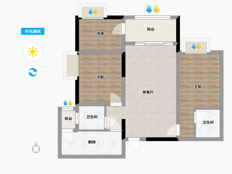 四川省-绵阳市-水晶郦城-97.00-户型库-采光通风