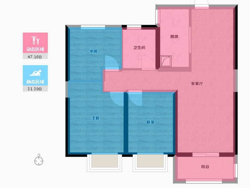 陕西省-西安市-大华锦绣前程-77.00-户型库-动静分区