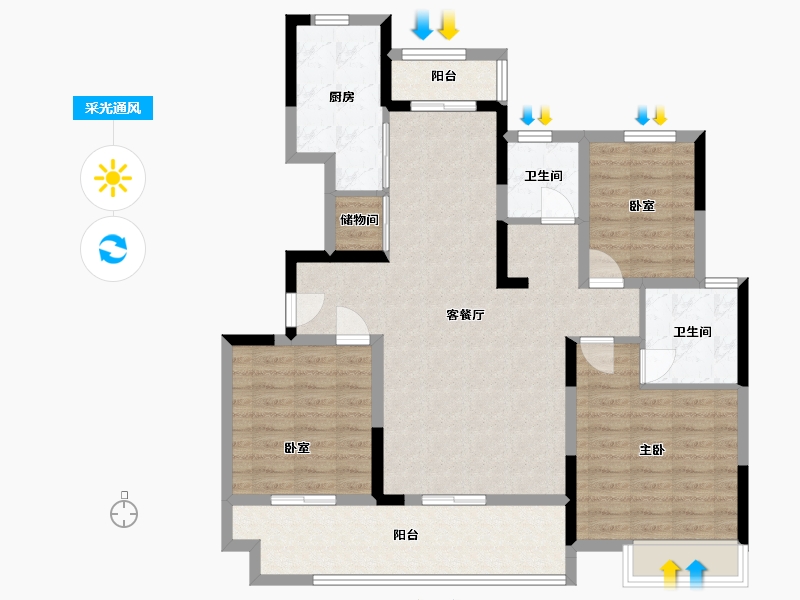 河南省-周口市-鹿邑建业城九期-109.00-户型库-采光通风