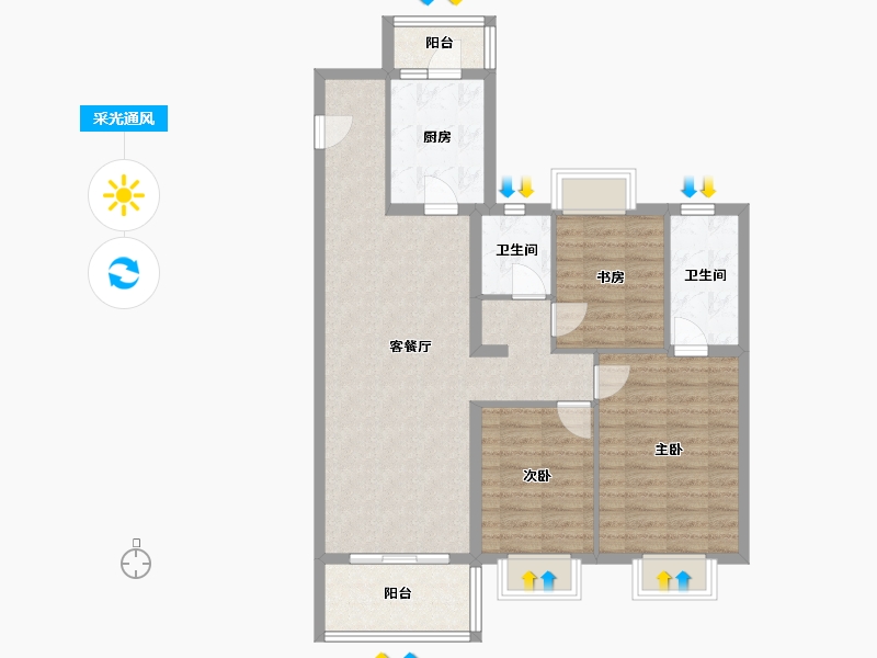 江西省-南昌市-江铃新力臻园-92.82-户型库-采光通风