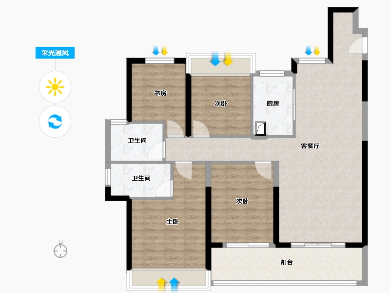 浙江省-绍兴市-樾湖湾-111.36-户型库-采光通风