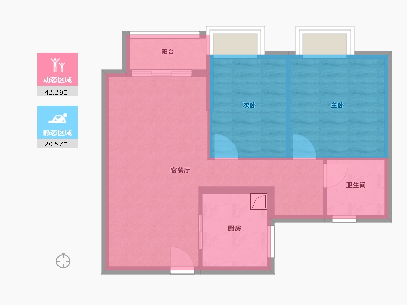 湖北省-武汉市-长投绿城澜园-57.86-户型库-动静分区