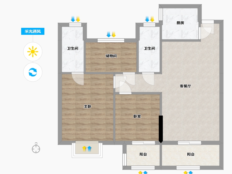 浙江省-嘉兴市-欣隆盛世-87.00-户型库-采光通风