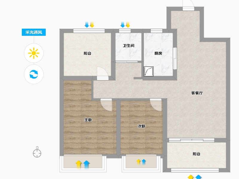 江苏省-常州市-万科四季雅苑-70.78-户型库-采光通风